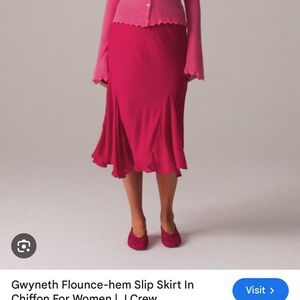 J. Crew Fuchsia Midi Flounce-Hem Slip Skirt